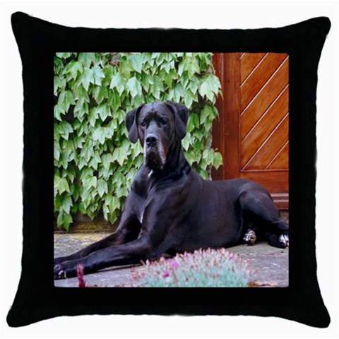 Great Dane Throw Pillow Case (Black) from ArtsNow.com Front