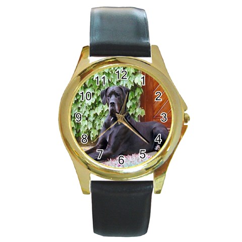 Great Dane Round Gold Metal Watch from ArtsNow.com Front