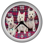 Highland Terriers Wall Clock (Silver)