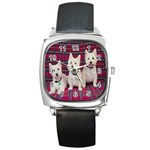Highland Terriers Square Metal Watch