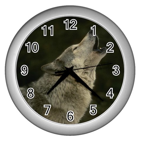 wolf_pictures_3 Wall Clock (Silver) from ArtsNow.com Front