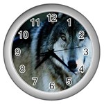 wolf_pictures Wall Clock (Silver)