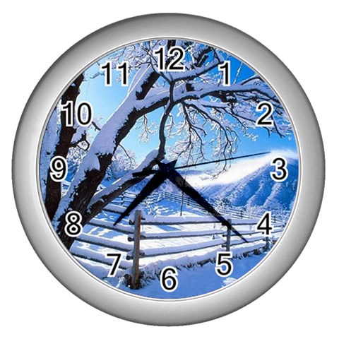 winter_pictures3 Wall Clock (Silver) from ArtsNow.com Front