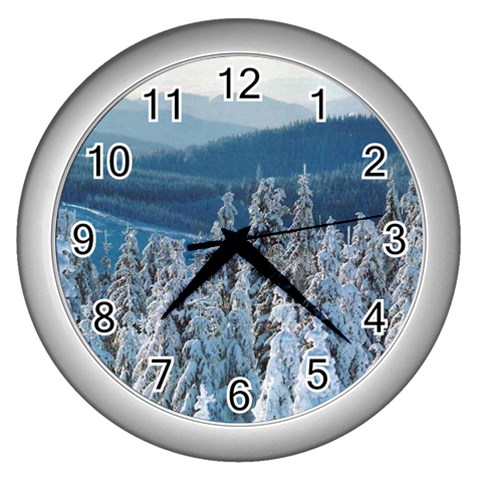 Winter_pictures2 Wall Clock (Silver) from ArtsNow.com Front