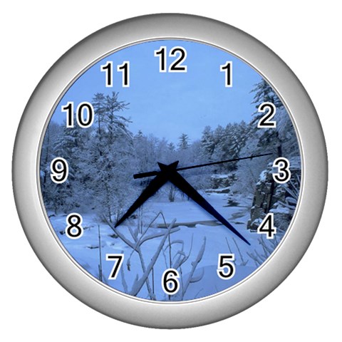 Winter_pictures Wall Clock (Silver) from ArtsNow.com Front