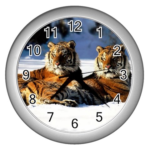 tiger_pictures_2 Wall Clock (Silver) from ArtsNow.com Front