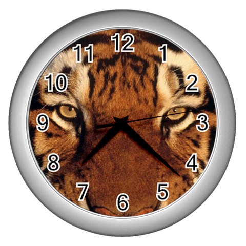 tiger_2 Wall Clock (Silver) from ArtsNow.com Front