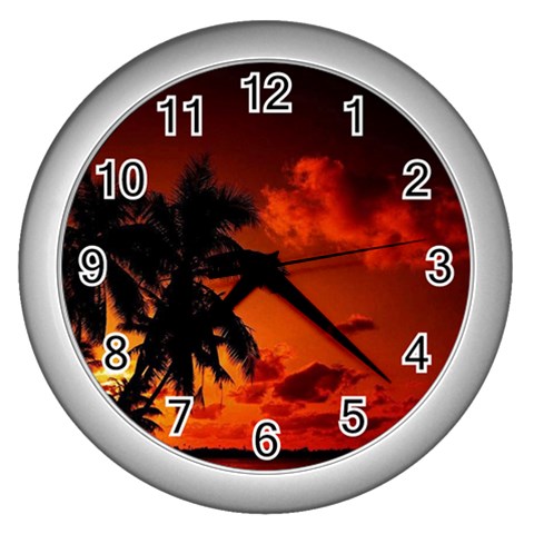 sundown_pictures Wall Clock (Silver) from ArtsNow.com Front