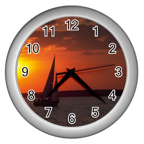 Sundown_2_001 Wall Clock (Silver) from ArtsNow.com Front