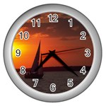 Sundown_2_001 Wall Clock (Silver)