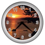 sun_set_pictures Wall Clock (Silver)