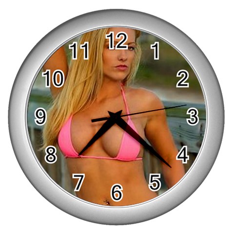 swimsuits Wall Clock (Silver) from ArtsNow.com Front