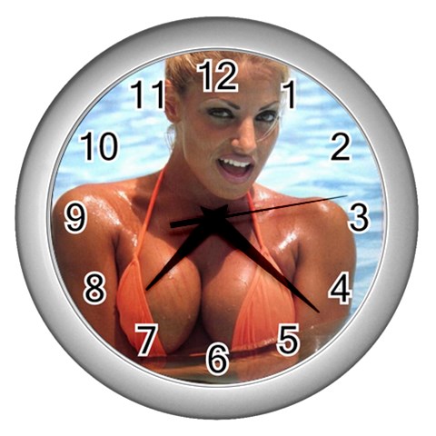 swimsuits Wall Clock (Silver) from ArtsNow.com Front