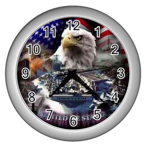 patriotic Wall Clock (Silver) from ArtsNow.com Front