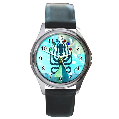 Star Nation Octopus Round Metal Watch from ArtsNow.com Front