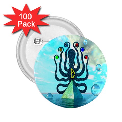 Star Nation Octopus 2.25  Button (100 pack) from ArtsNow.com Front