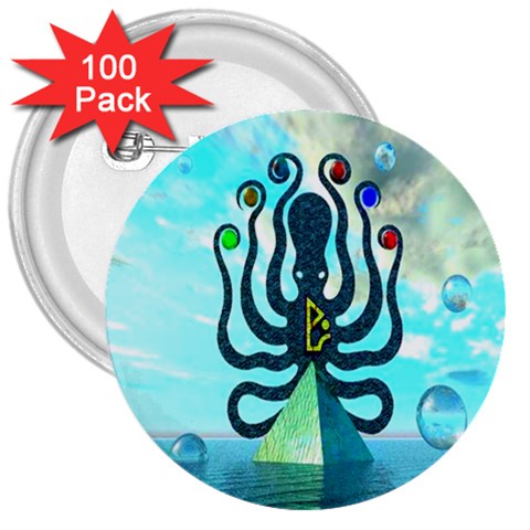 Star Nation Octopus 3  Button (100 pack) from ArtsNow.com Front