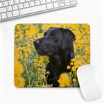 black-dog-yellow-flowers Large Mousepad