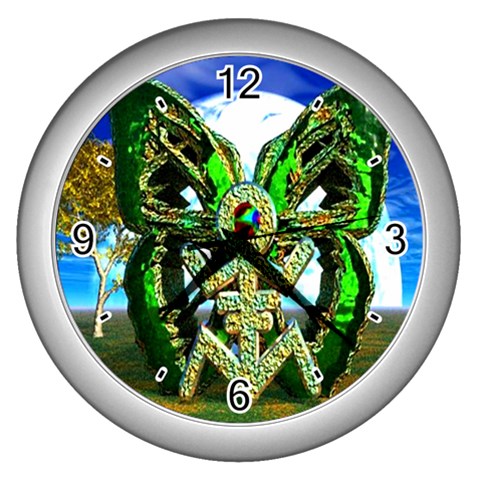 Nature Devas Wall Clock (Silver with 4 black numbers) from ArtsNow.com Front