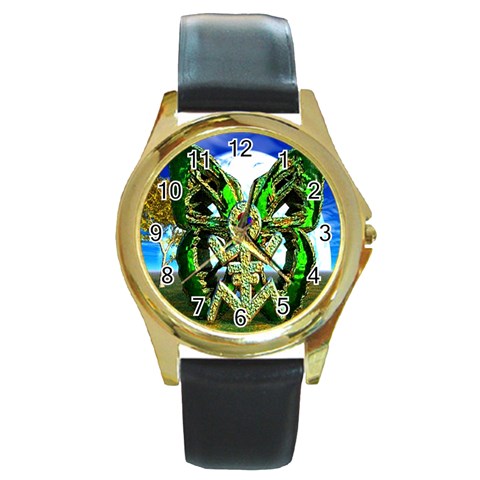 Nature Devas Round Gold Metal Watch from ArtsNow.com Front