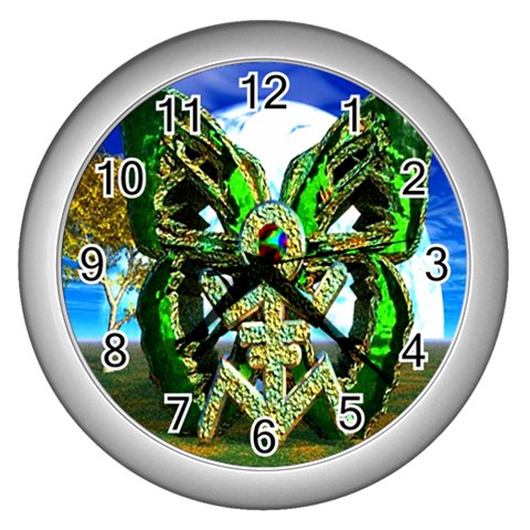 Nature Devas Wall Clock (Silver with 12 black numbers) from ArtsNow.com Front