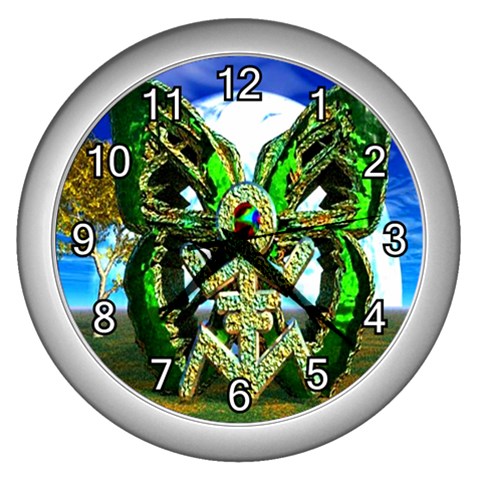 Nature Devas Wall Clock (Silver with 12 white numbers) from ArtsNow.com Front