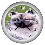 Keeshond  Wall Clock (Silver)