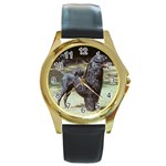 portugese water dog Round Gold Metal Watch