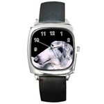 Russian wolfhound dog Square Metal Watch