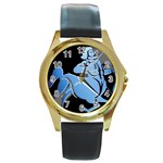 Zodiac-9 Round Gold Metal Watch