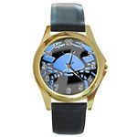 Zodiac-4 Round Gold Metal Watch