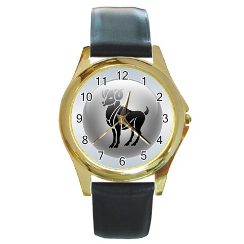 Aries Round Gold Metal Watch from ArtsNow.com Front