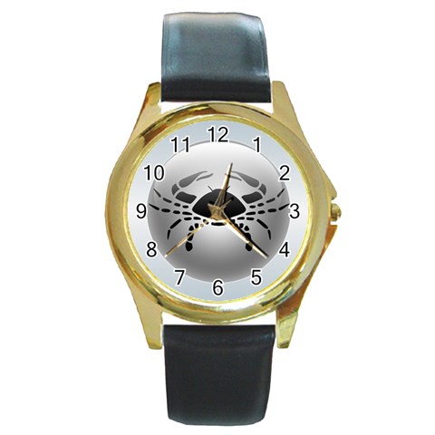 Cancer Round Gold Metal Watch from ArtsNow.com Front