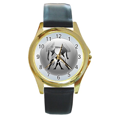 Gemini Round Gold Metal Watch from ArtsNow.com Front