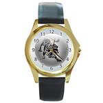 Leo Round Gold Metal Watch