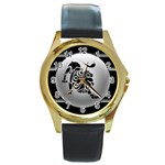 Leo Round Gold Metal Watch