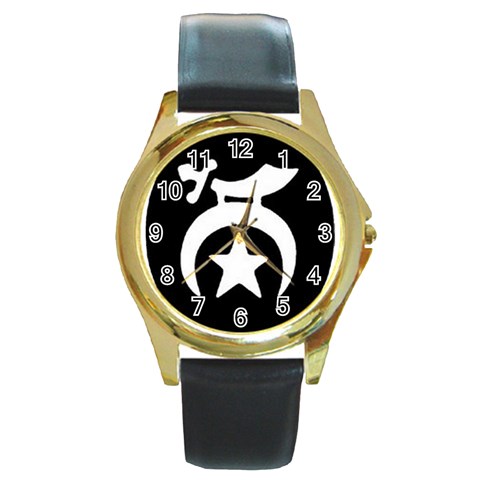 shriners3 Round Gold Metal Watch from ArtsNow.com Front