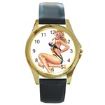 popular pinup Round Gold Metal Watch