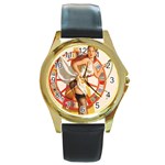 pinup_12 Round Gold Metal Watch