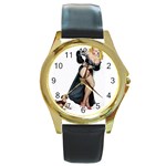 PINUP071 Round Gold Metal Watch