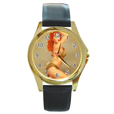 pinup Round Gold Metal Watch from ArtsNow.com Front