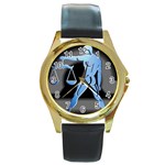 Zodiac-7 Round Gold Metal Watch