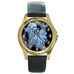 Zodiac-5 Round Gold Metal Watch