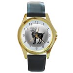 Aries Round Gold Metal Watch