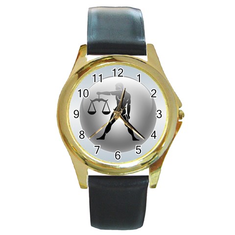 Libra Round Gold Metal Watch from ArtsNow.com Front