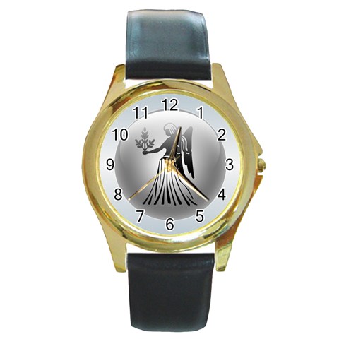 Virgo Round Gold Metal Watch from ArtsNow.com Front