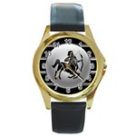 Sagittarius Round Gold Metal Watch