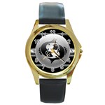 Pisces Round Gold Metal Watch