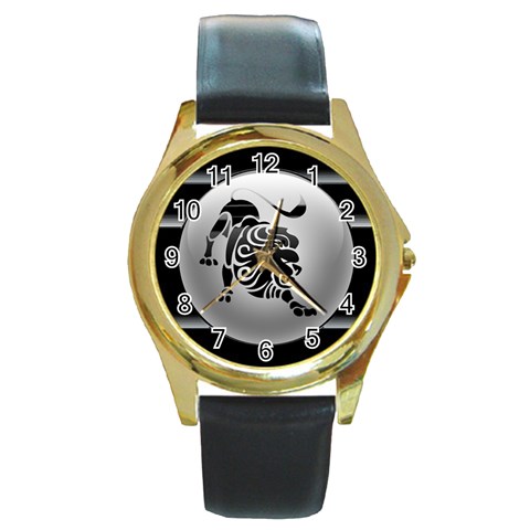 Leo Round Gold Metal Watch from ArtsNow.com Front