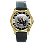 Capricorn Round Gold Metal Watch